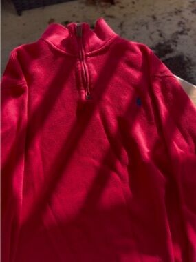Ralph Lauren Red Quater Zip Navy Pony